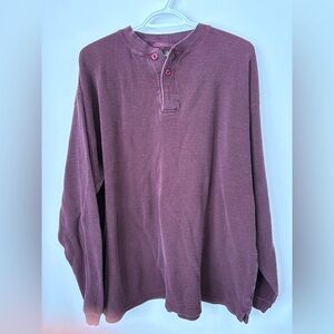 Vintage Men's Waffle Knit Henley Shirt in Burgundy